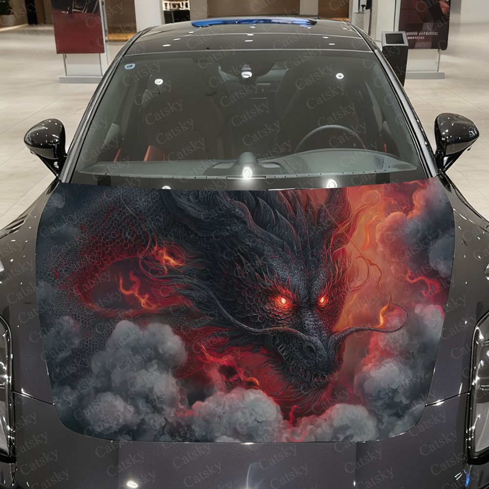 Car Accessories Gift Ideas - Black Dragon Car Hood Stickers -