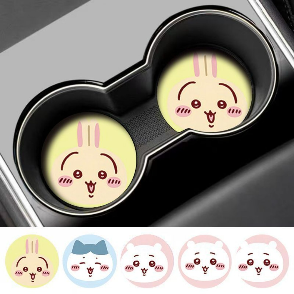 Car Accessories Unique - 2pcs Chiikawa Car Anti Slip Cup
