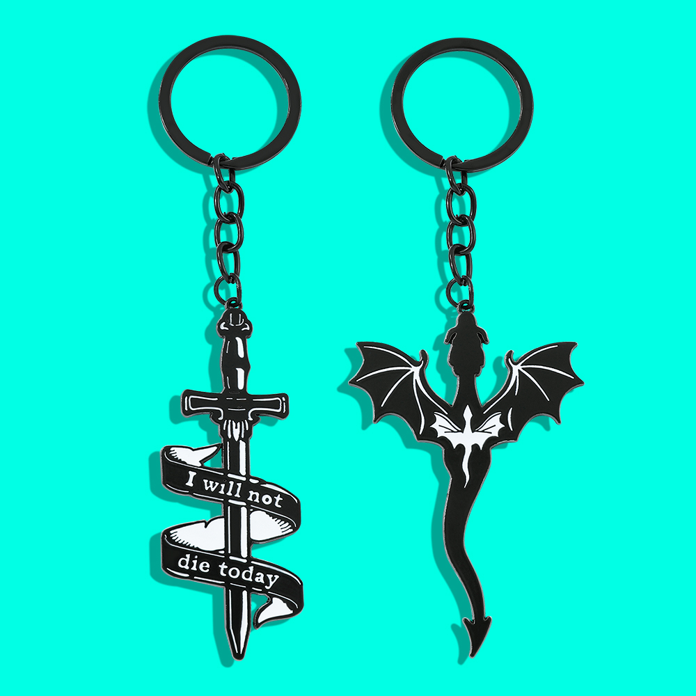 Car Accessories Gifts For Men - Fourth Wing Black Dragon Keychain Pendant