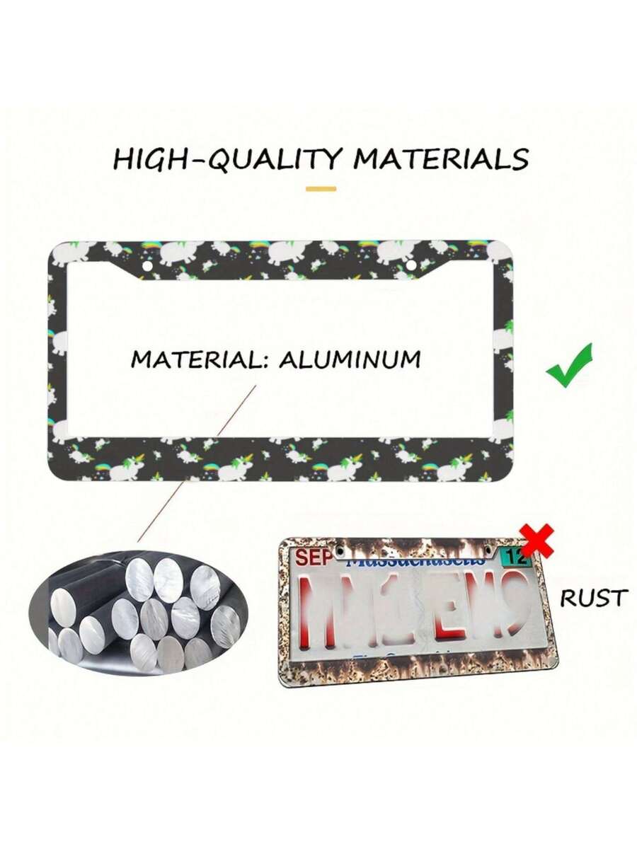 Car Accessories Gift Ideas - 1 Aluminum License Plate Frame, Rainbow
