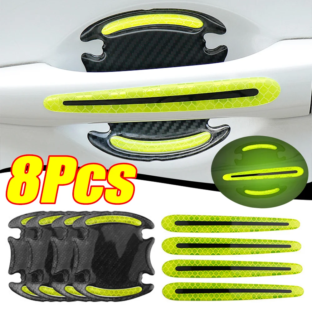 Car Door Handle Protector - 4/8PCS Car Door Reflective Stickers Door