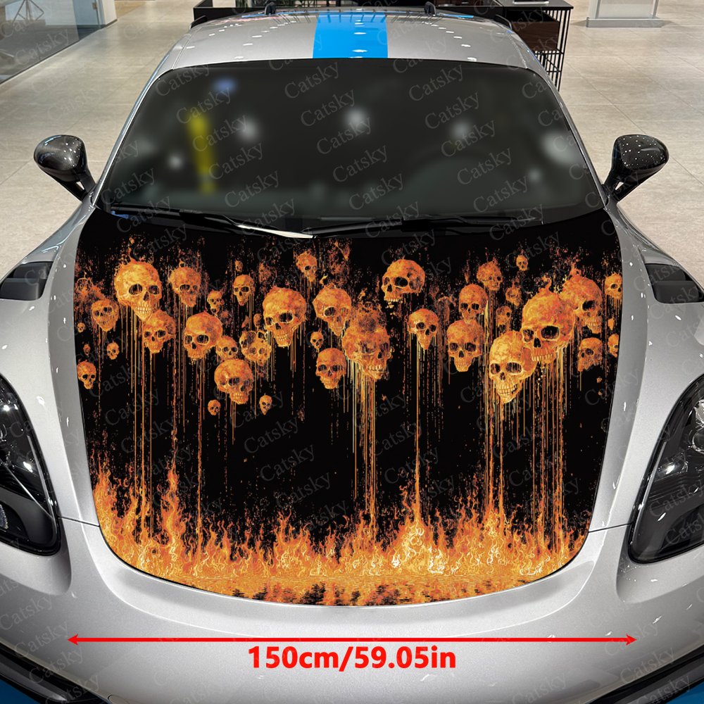Flame And Skull Car Hood Stick - Car Accessories Gift Ideas review and price
