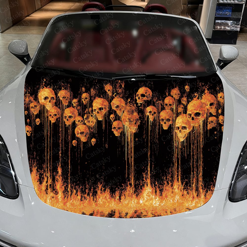 Flame And Skull Car Hood Stick - Car Accessories Gift Ideas review and price