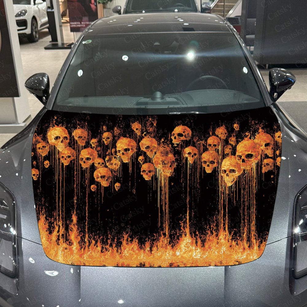 Flame And Skull Car Hood Stick - Car Accessories Gift Ideas review and price