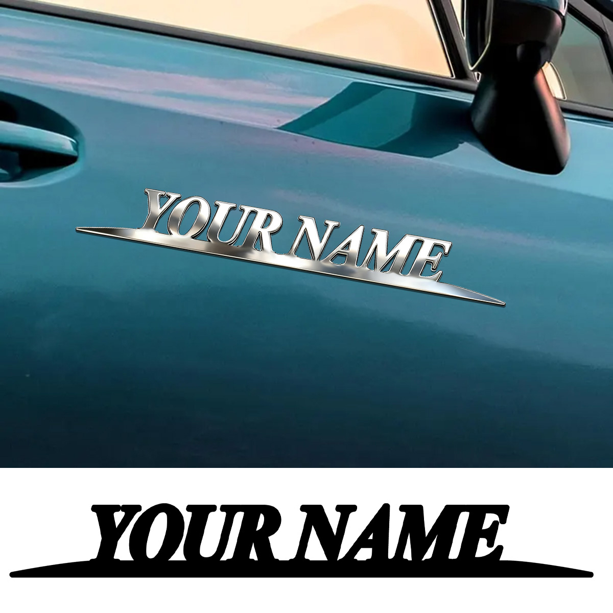 Metal Trendy YOUR NAME Sticker - Car Accessories Rear review and price