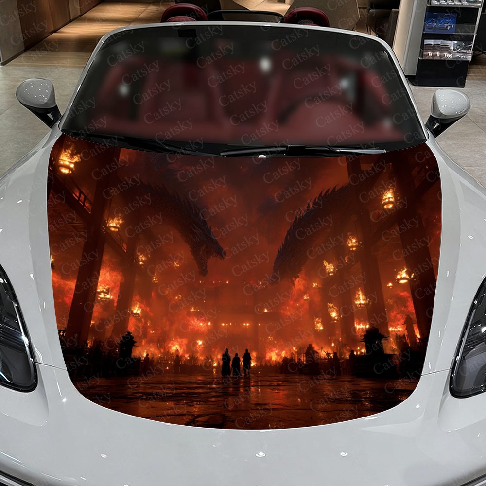 Flame Dragon Car Hood Stickers - Car Accessories Gift Ideas review and price